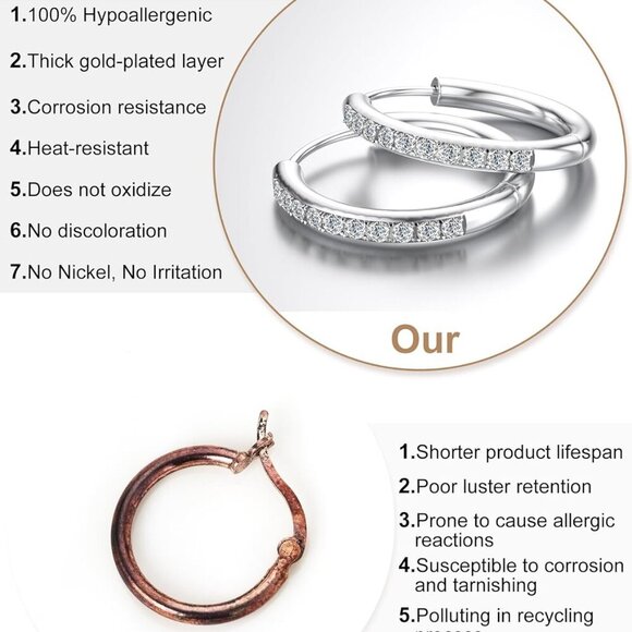 5Pairs 14K Gold Hoop Earrings for Women & Men 316L Hypoallergenic Stainless Stee - Picture 3 of 8